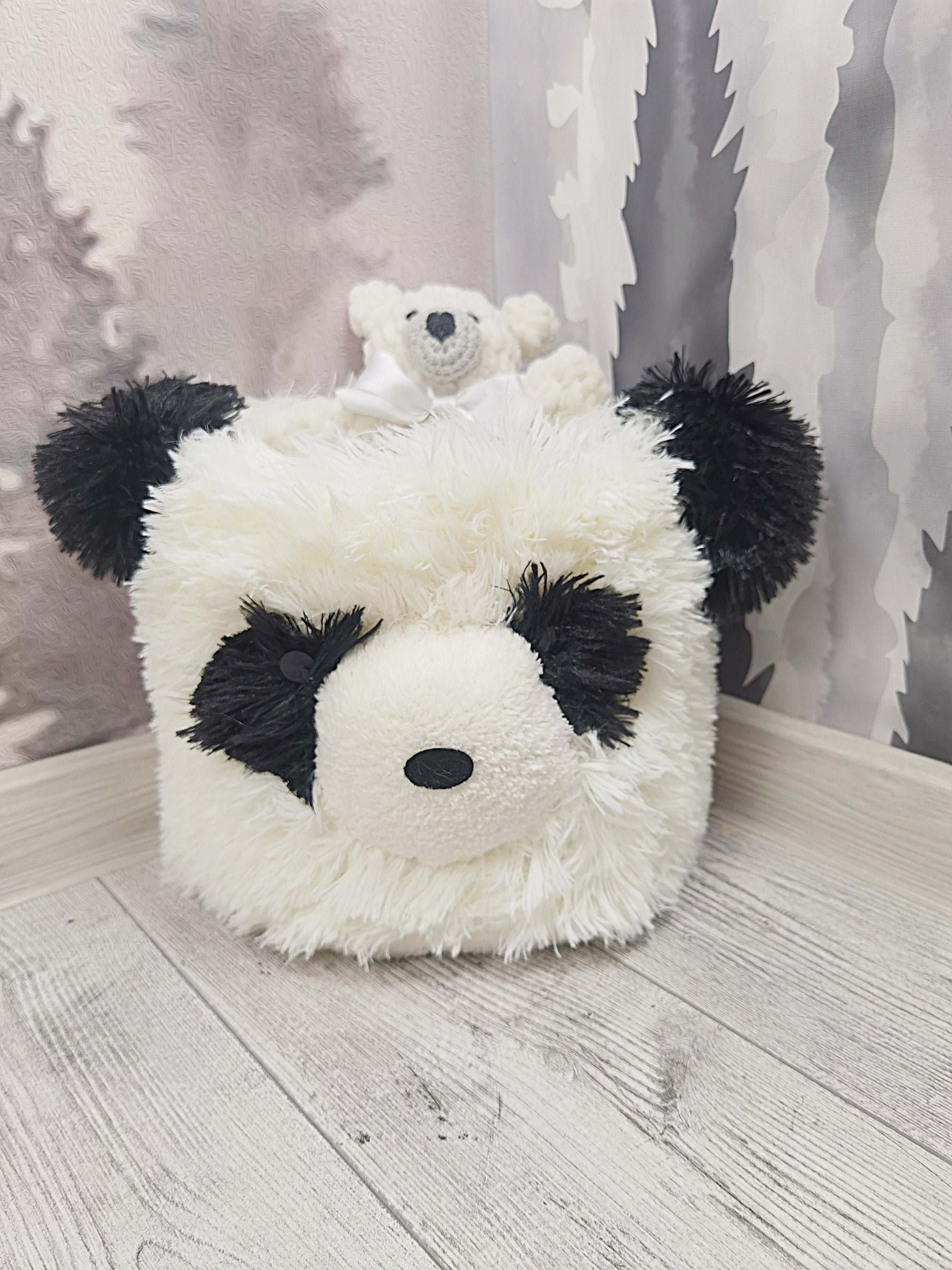 Panda Storage Basket Minky Personalized