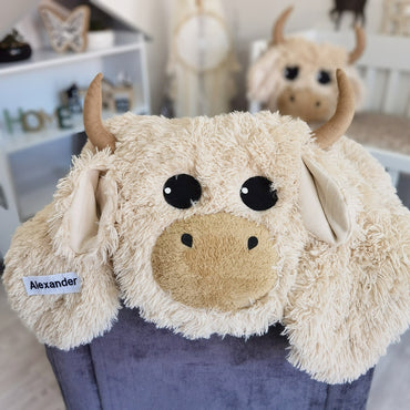 Highland Cow Nursery Rug Beige - DECORLINA