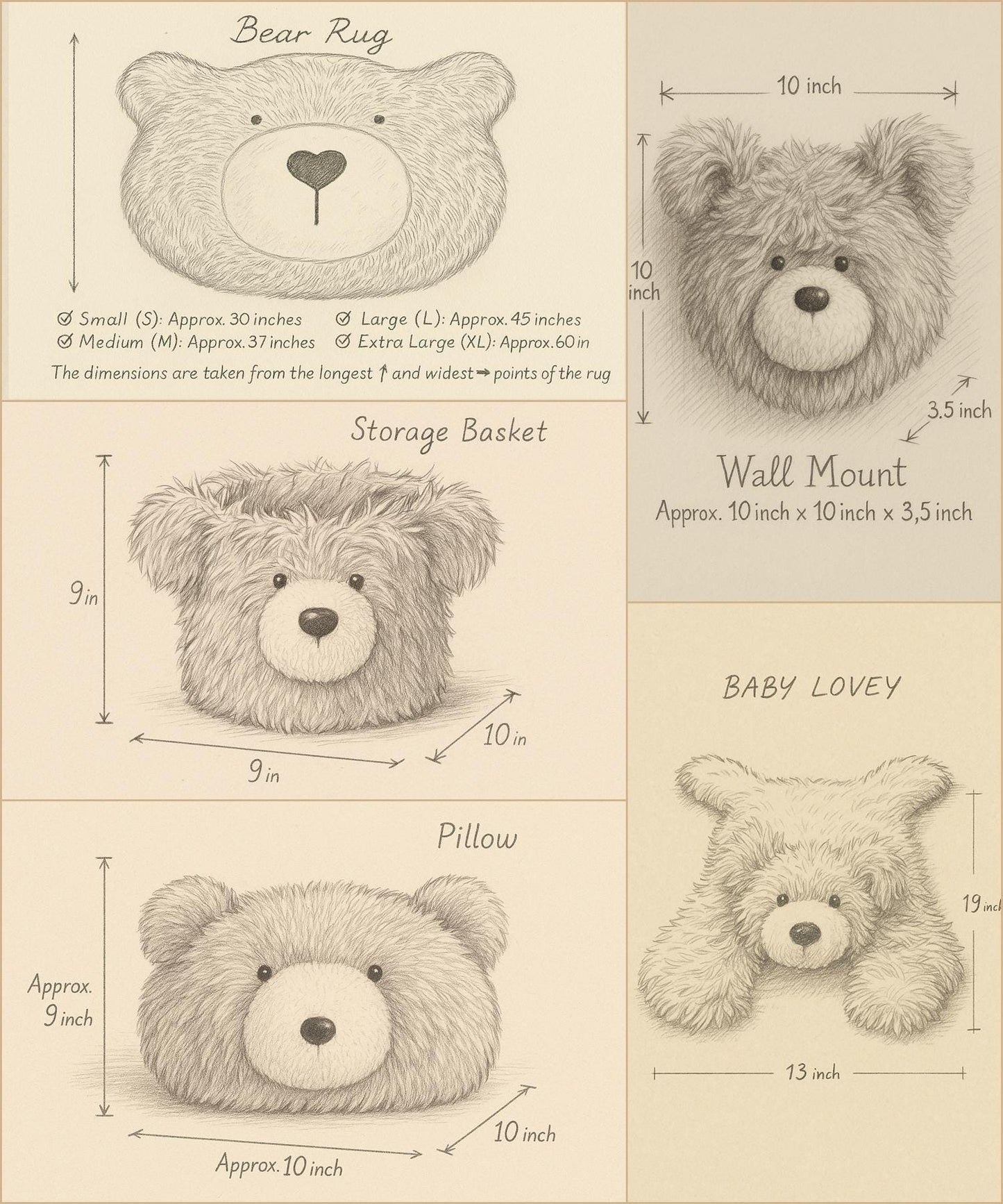 Personalized Fluffy Bear Rug: Warm Taupe Nursery Decor
