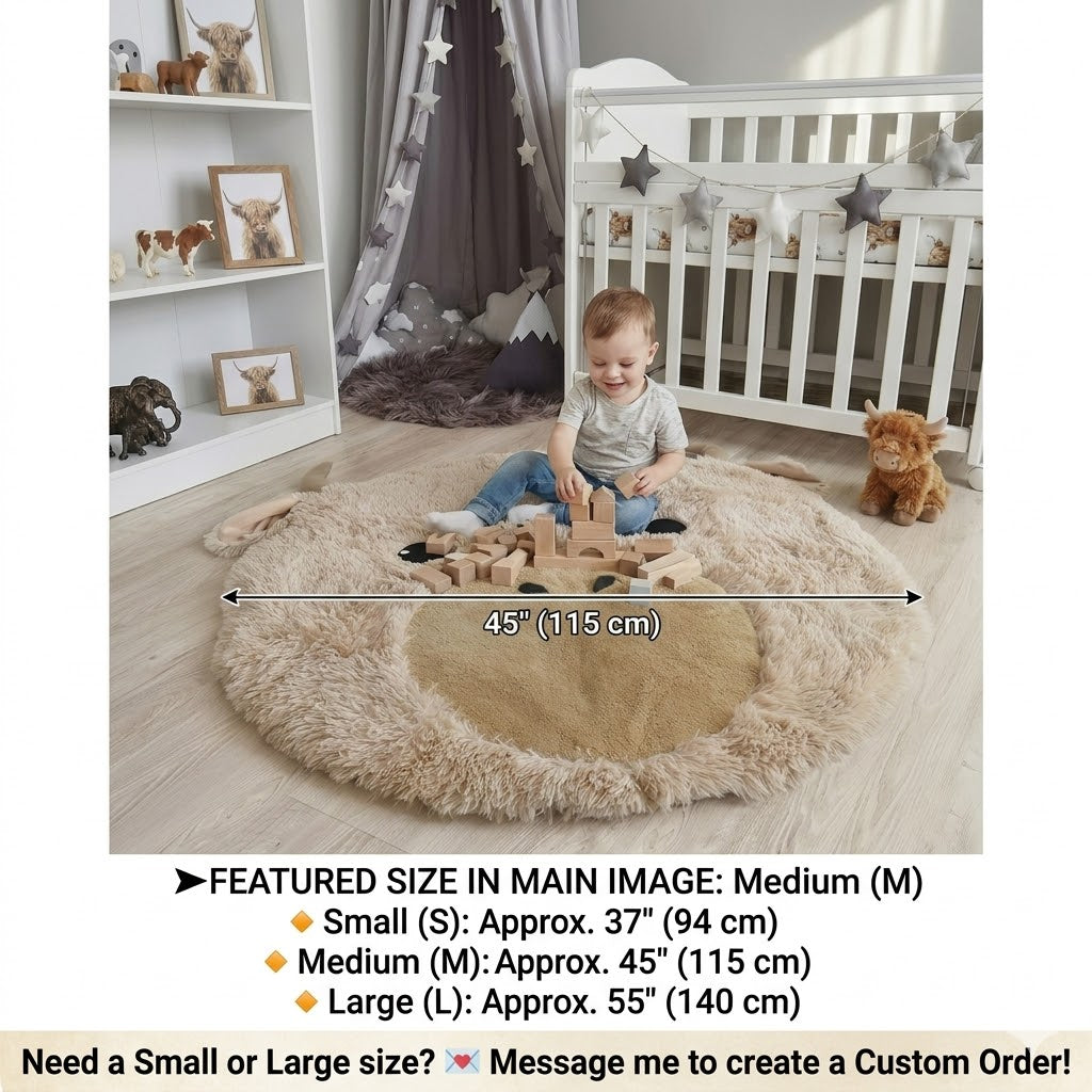 Highland Cow Nursery Rug - Personalized Shaggy Minky Play Mat for Baby