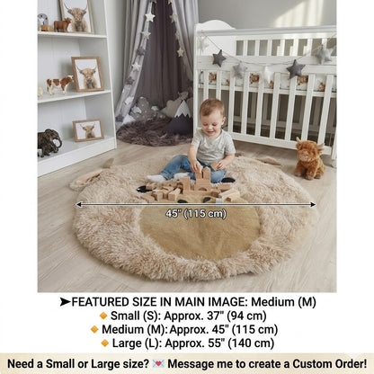 Highland Cow Nursery Rug - Personalized Shaggy Minky Play Mat for Baby