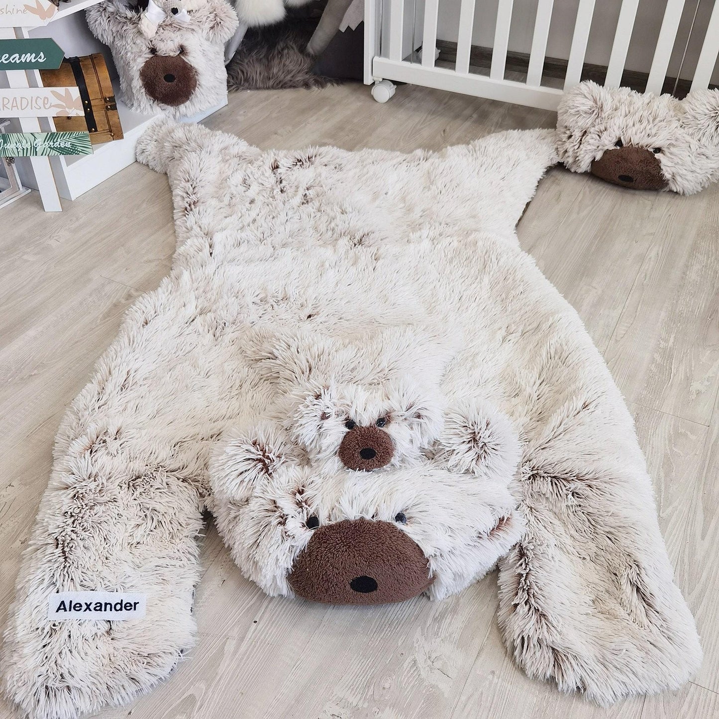 Personalized Bear Rug: Shaggy Minky Nursery Play Mat