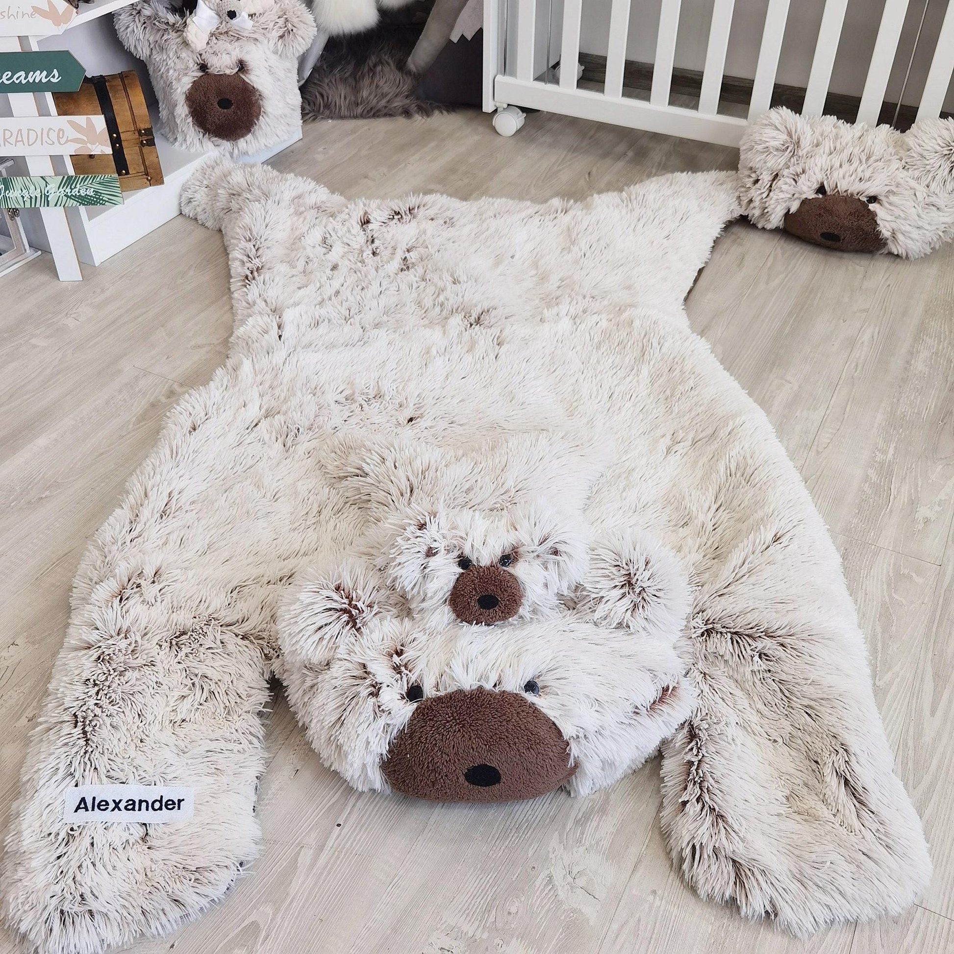 Personalized Bear Rug: Shaggy Minky Nursery Play Mat