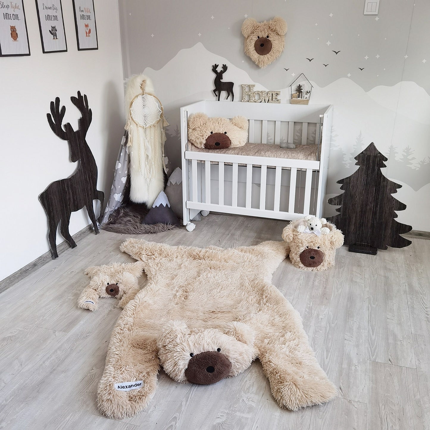 Beige Bear Rug Personalized Minky