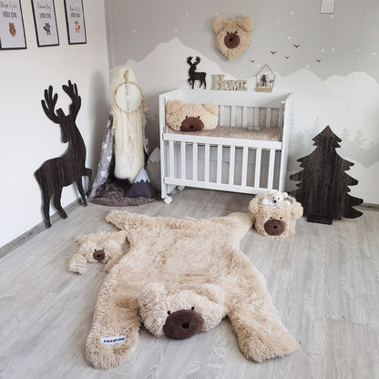 Beige Bear Rug Personalized Minky