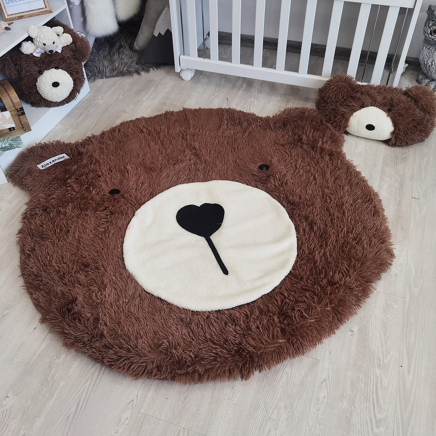 Minky Brown Bear Head Wall Mount: Handmade Nursery Decor