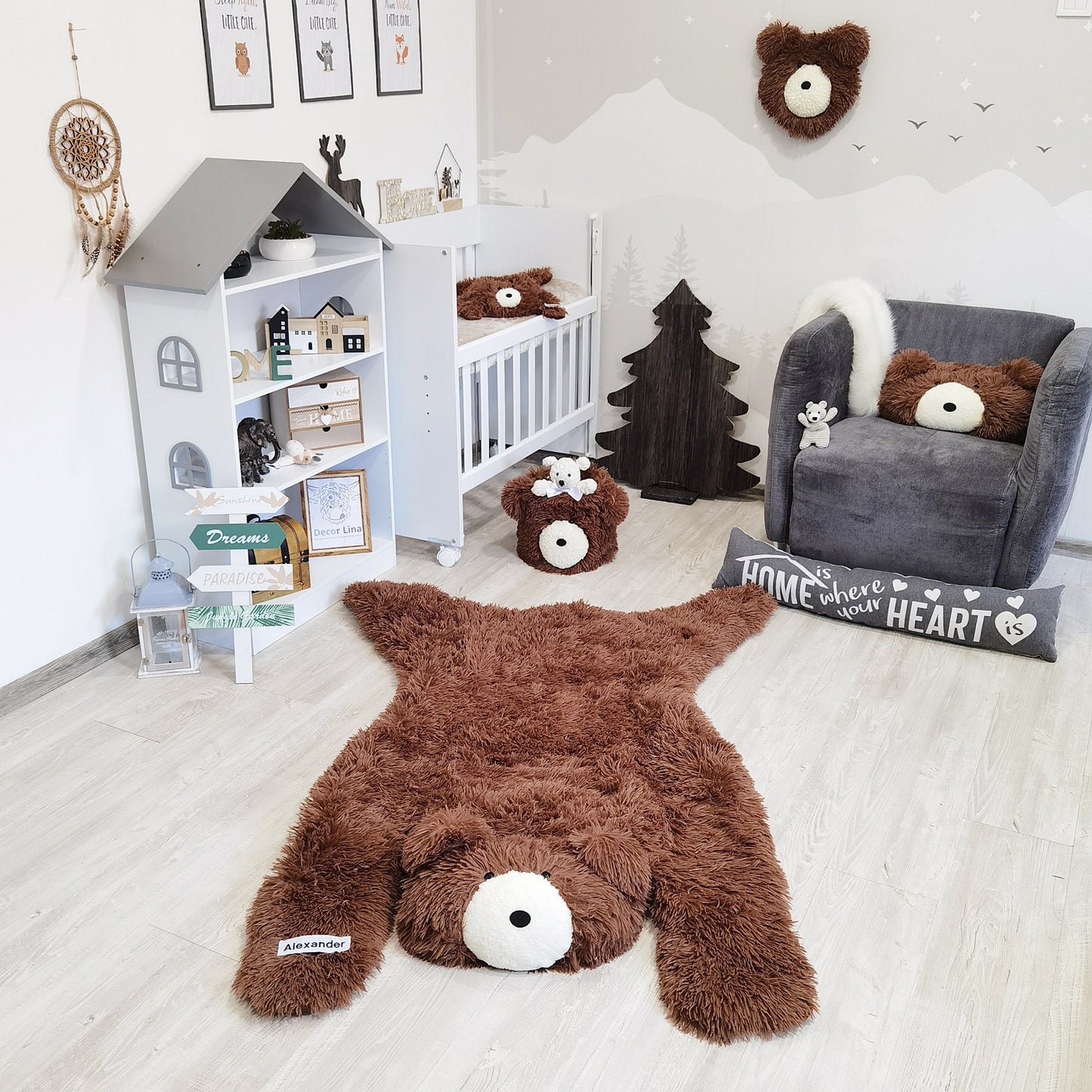 Brown Bear Rug Shaggy Minky Personalized