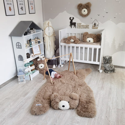 Warm Taupe Bear Rug Faux Fur