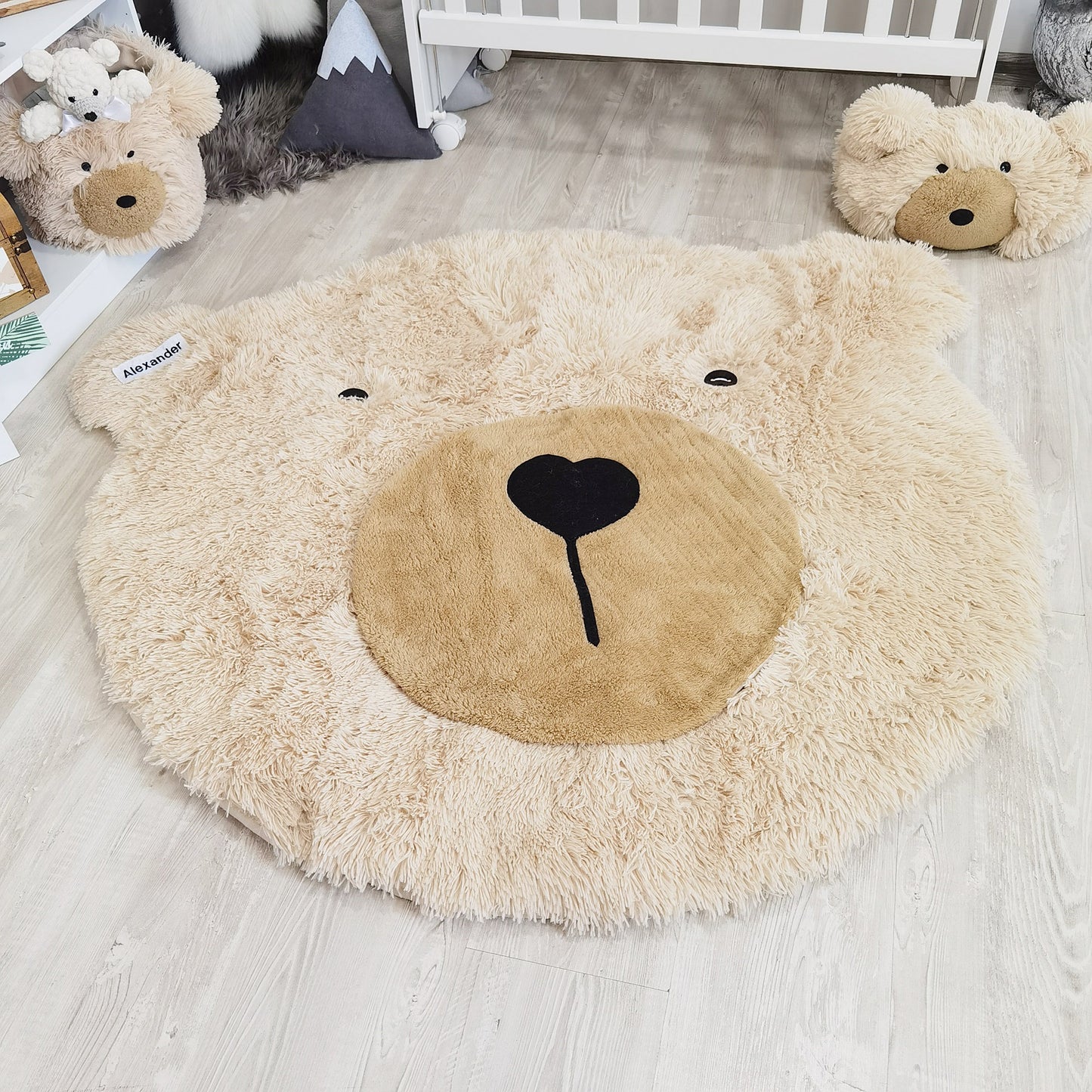 Beige Bear Rug Shaggy Minky