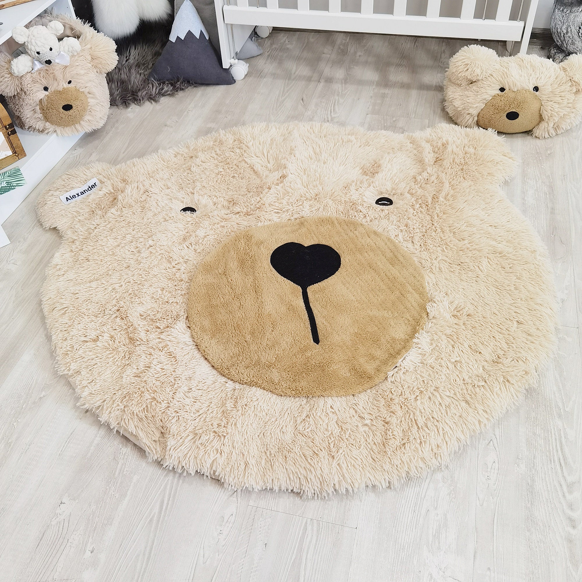Beige Bear Rug Shaggy Minky