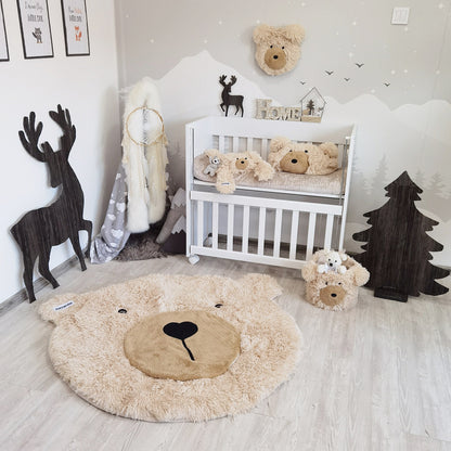 Beige Bear Rug Shaggy Minky