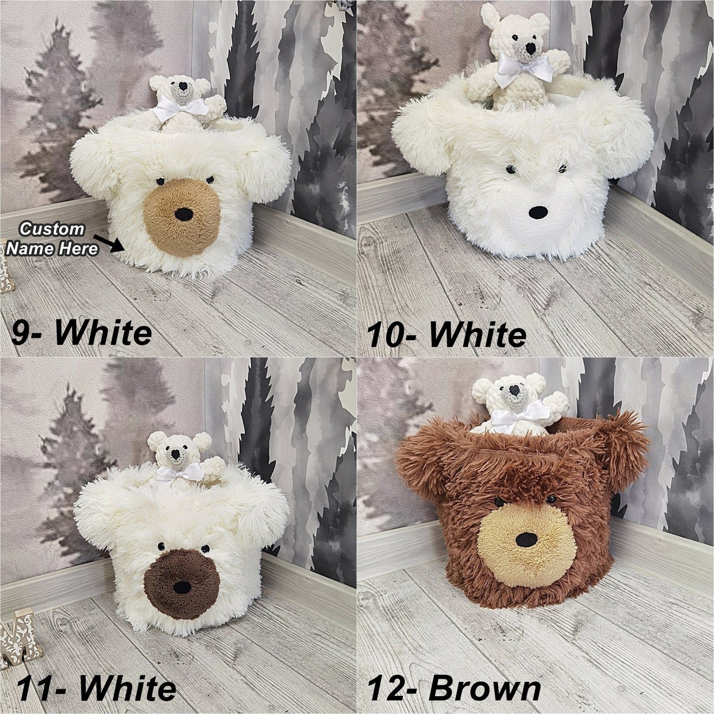 Bear Storage Basket - Nursery Organizer, Personalized Toy Bin, Baby Room Decor