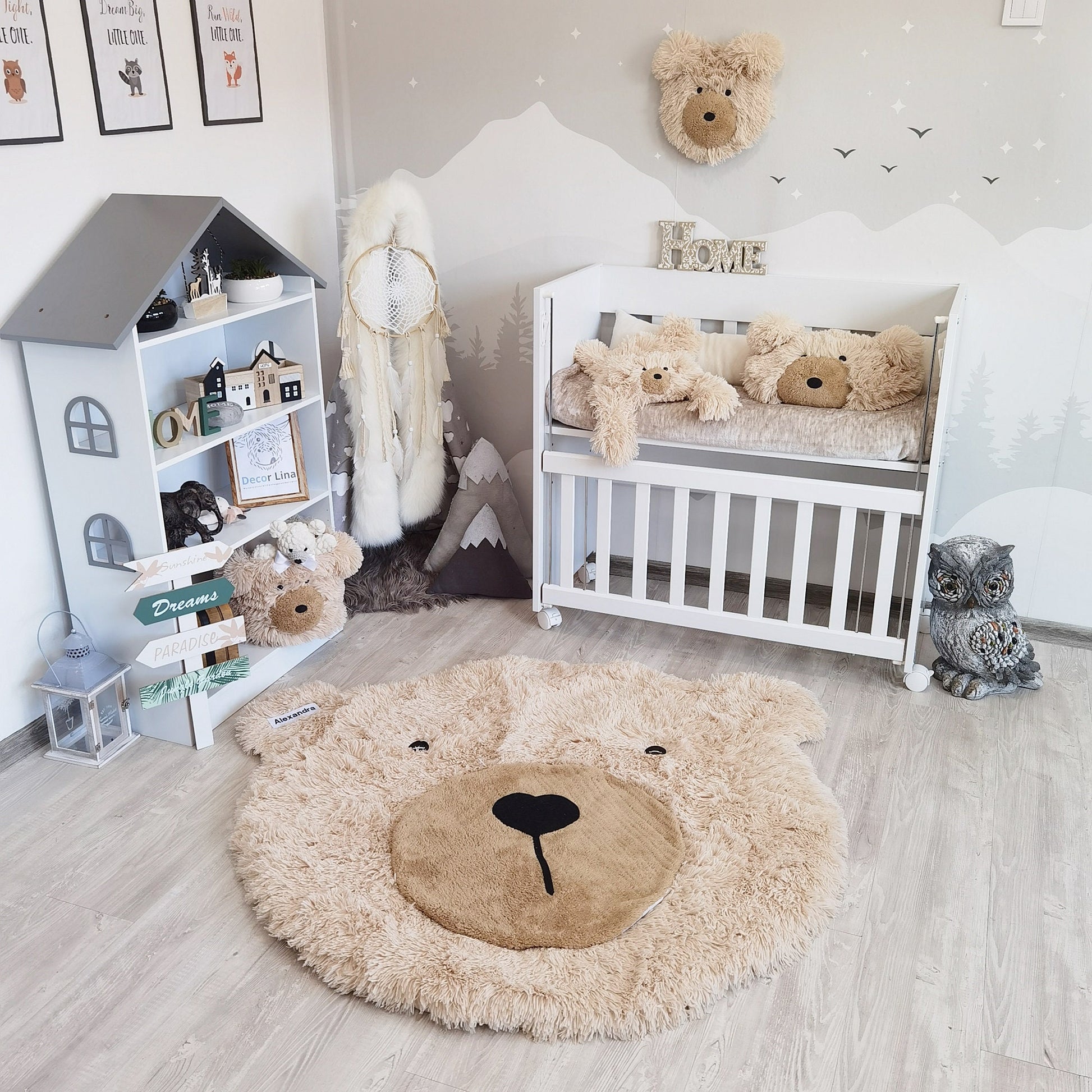 Beige Bear Rug Shaggy Minky