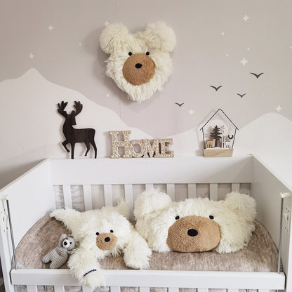 Personalized White Bear Rug: Fluffy Minky Nursery Decor