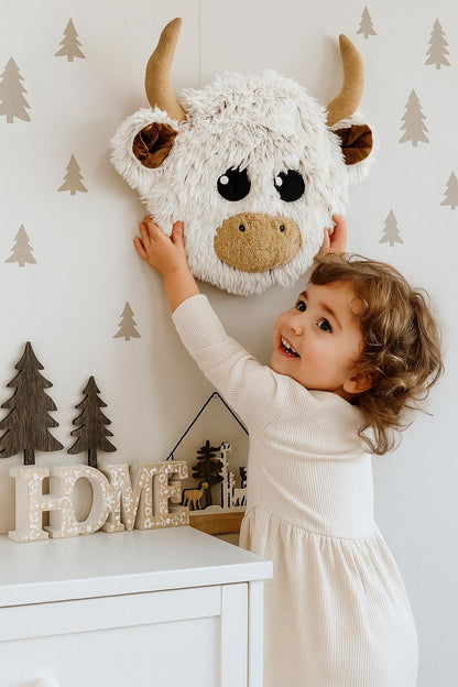 Highland Cow Nursery Set - Personalized Rug, Pillow & Storage Basket Collection