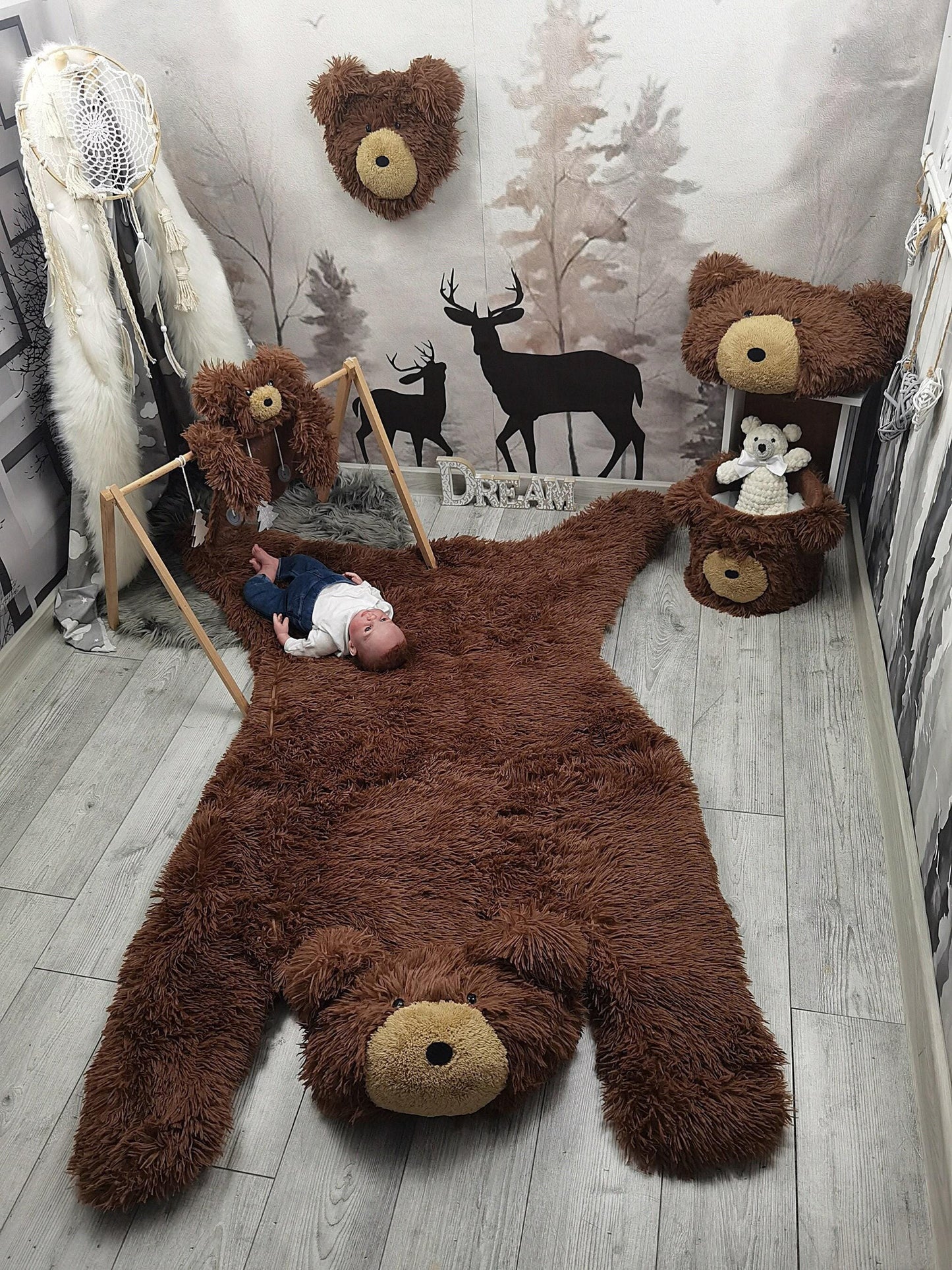 Bear Rug Brown Plush Baby Boy