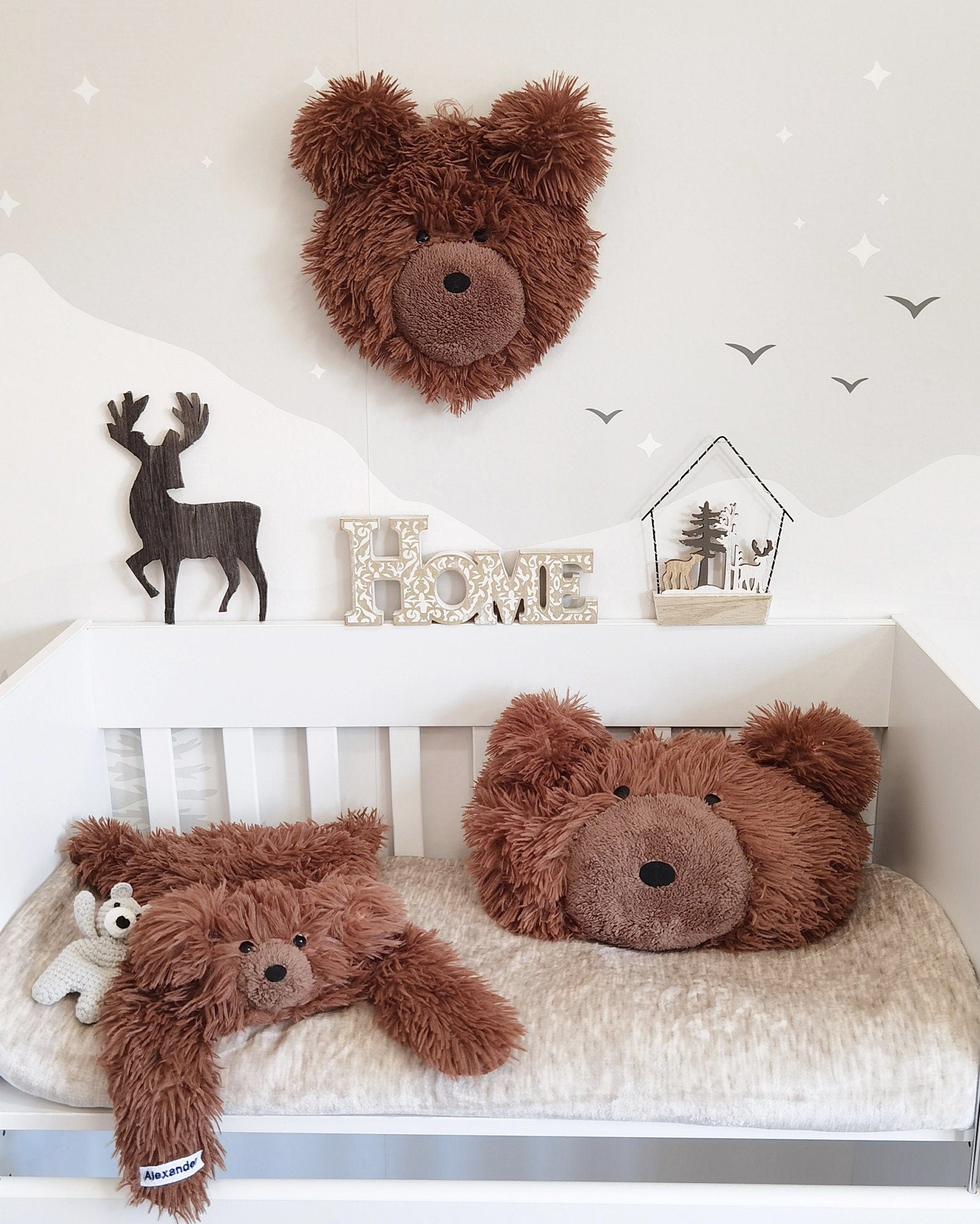 Brown Bear Rug Plush Woodland Personalized