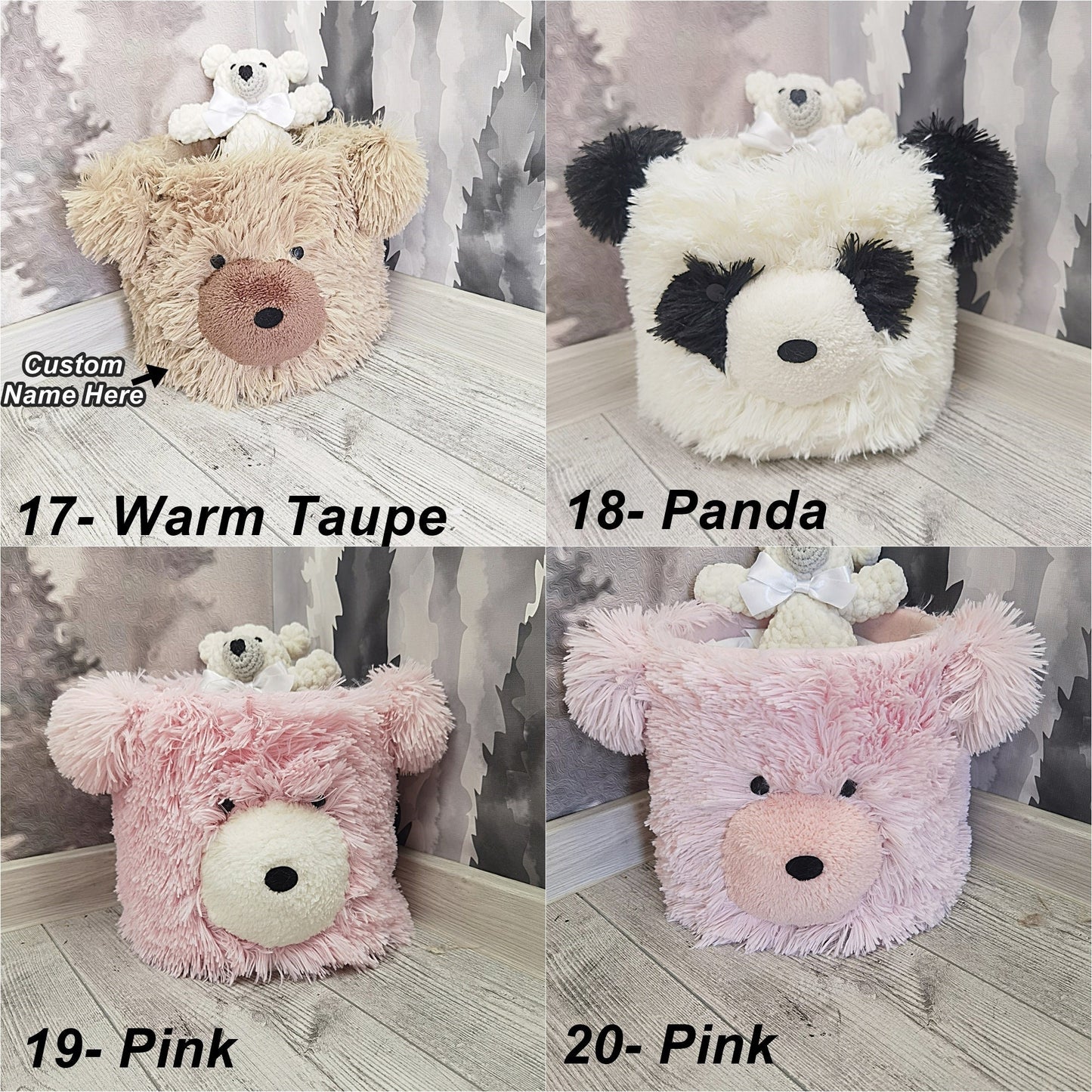 Bear Storage Basket Minky Woodland - DECORLINA