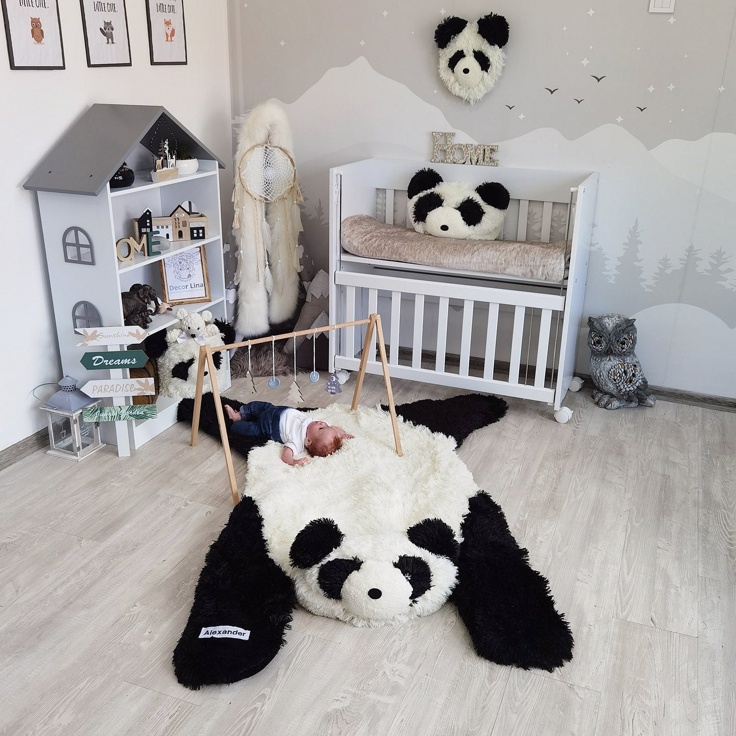 Panda Bear Rug Shaggy Minky Personalized