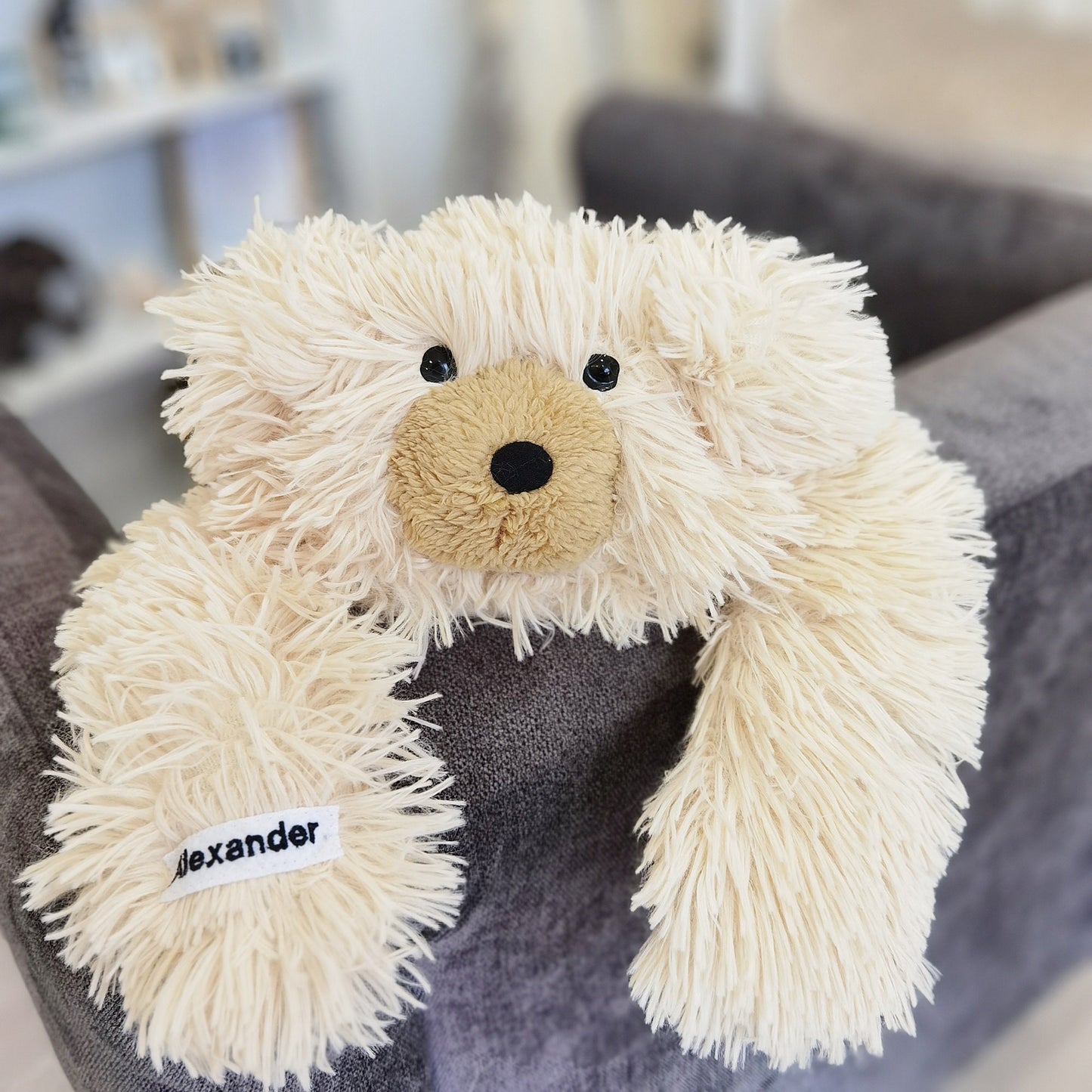Beige Bear Rug Shaggy Minky