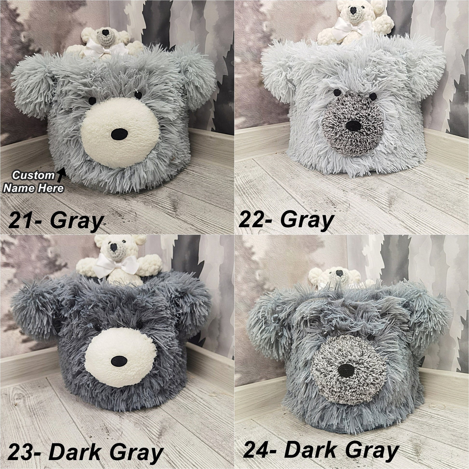 Bear Storage Basket Minky Woodland - DECORLINA