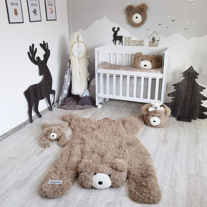 Warm Taupe Bear Rug Faux Fur