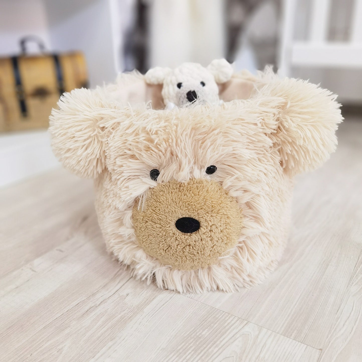 Beige Bear Rug Shaggy Minky