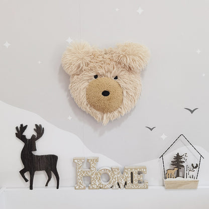 Bear Head Wall Mount - Faux Taxidermy Nursery Decor & Soft Plush Trophy
