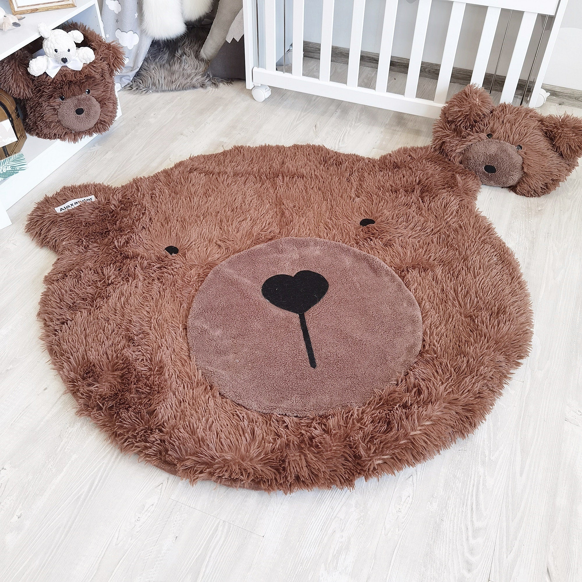 Brown Bear Rug Plush Woodland Personalized