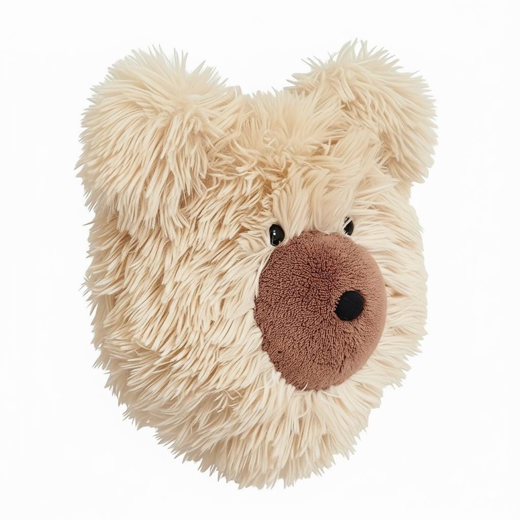 Handmade plush bear wall decor - woodland nursery animal head