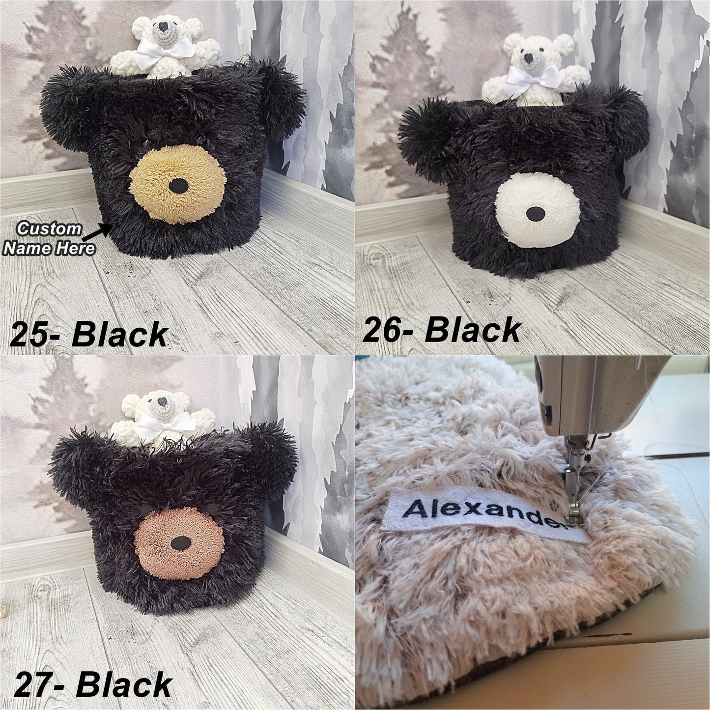 Panda Storage Basket Minky Personalized
