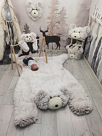 Woodland Bear Rug Personalized Baby Boy