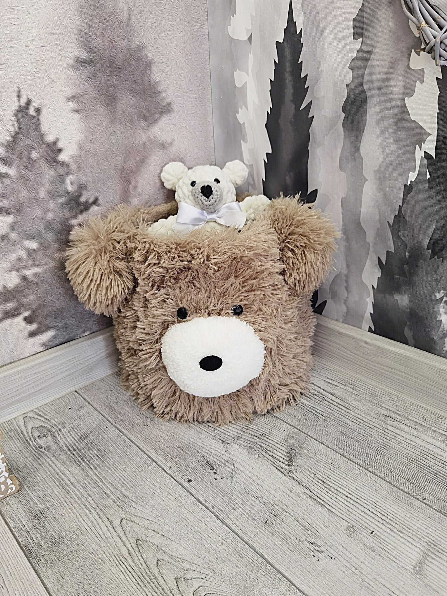 Bear Storage Basket - Nursery Organizer, Personalized Toy Bin, Baby Room Decor