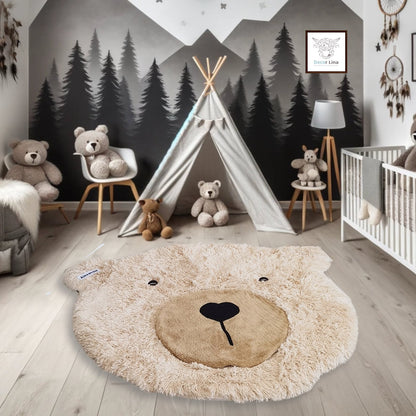 Beige Bear Rug Shaggy Minky