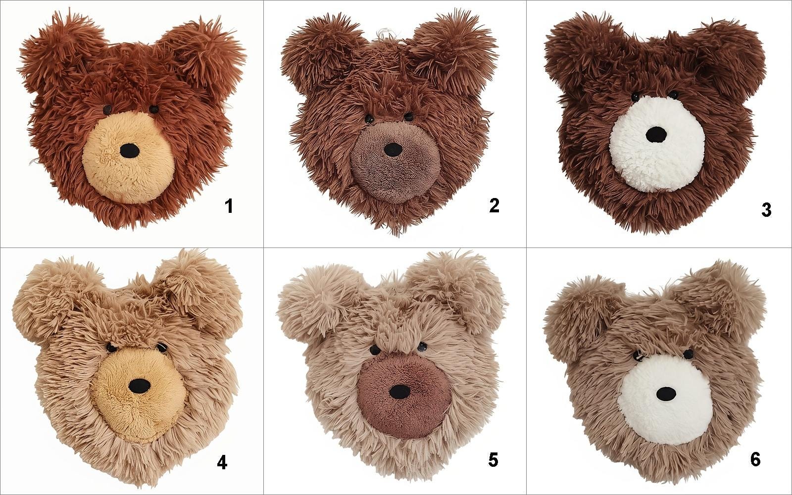 Handmade plush bear wall decor - woodland nursery animal head