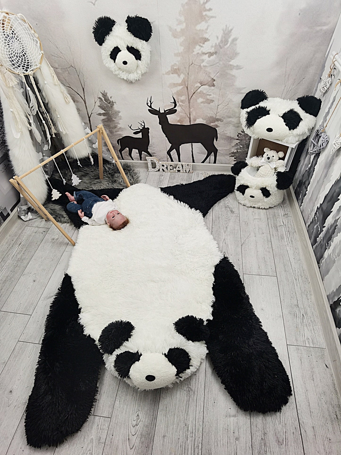 Panda Bear Rug Shaggy Minky Personalized