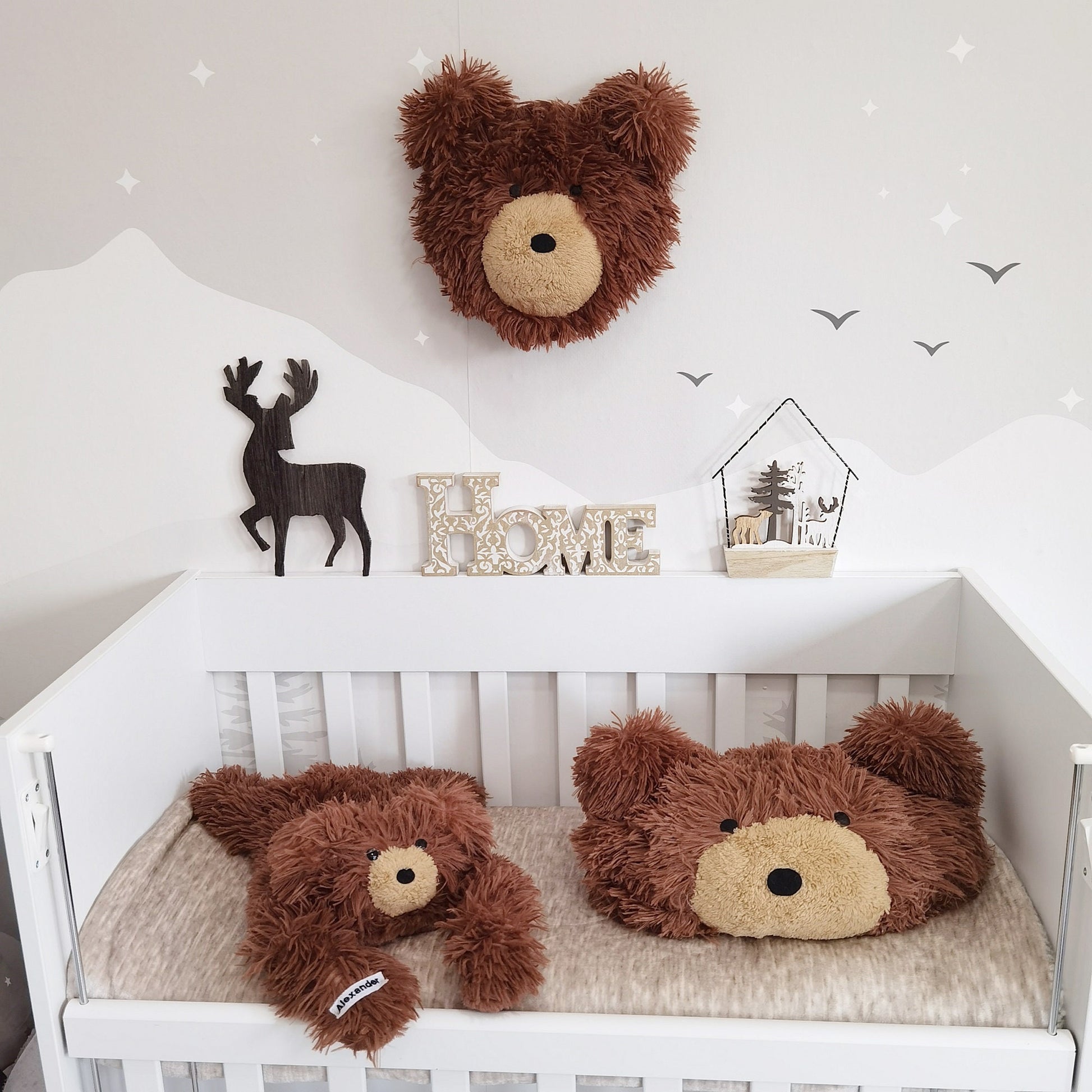 Woodland Bear Rug Nursery - Personalized Adventure Theme Baby Room Decor