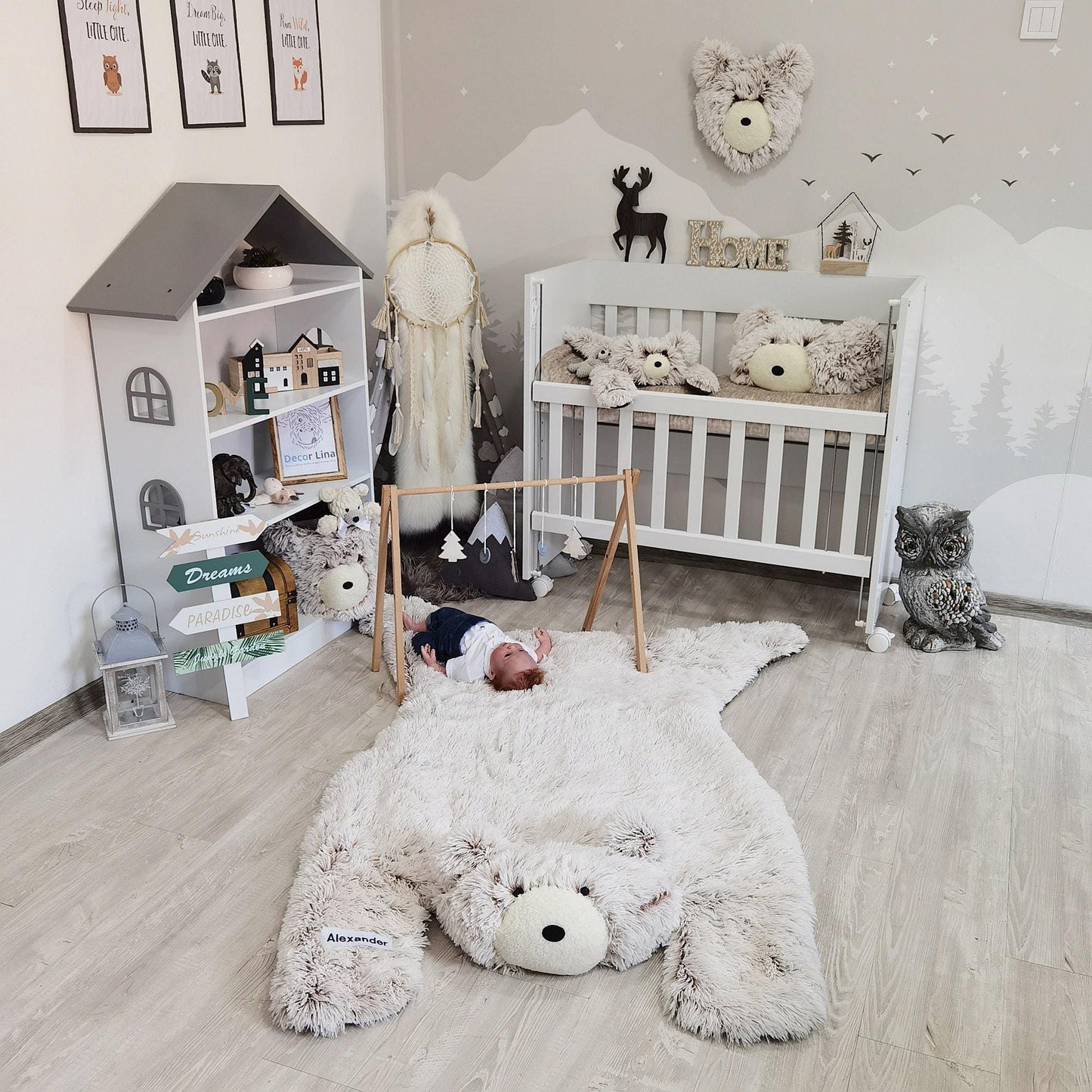 Woodland Bear Rug Personalized Baby Boy