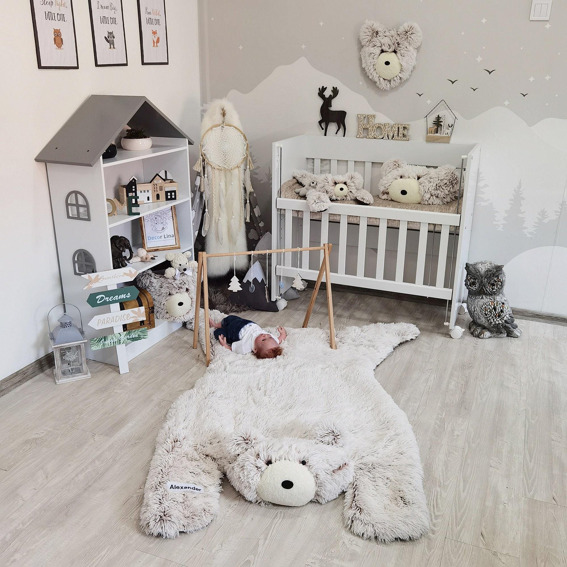 Woodland Bear Rug Personalized Baby Boy