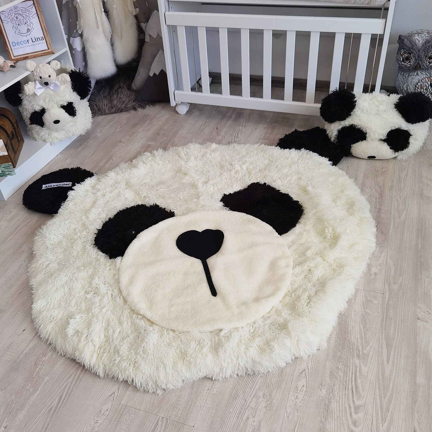 Handmade Minky Panda Bear Rug: Personalized Plush Nursery Decor
