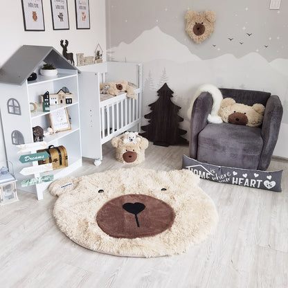 Woodland Bear Rug Beige Faux Fur - DECORLINA