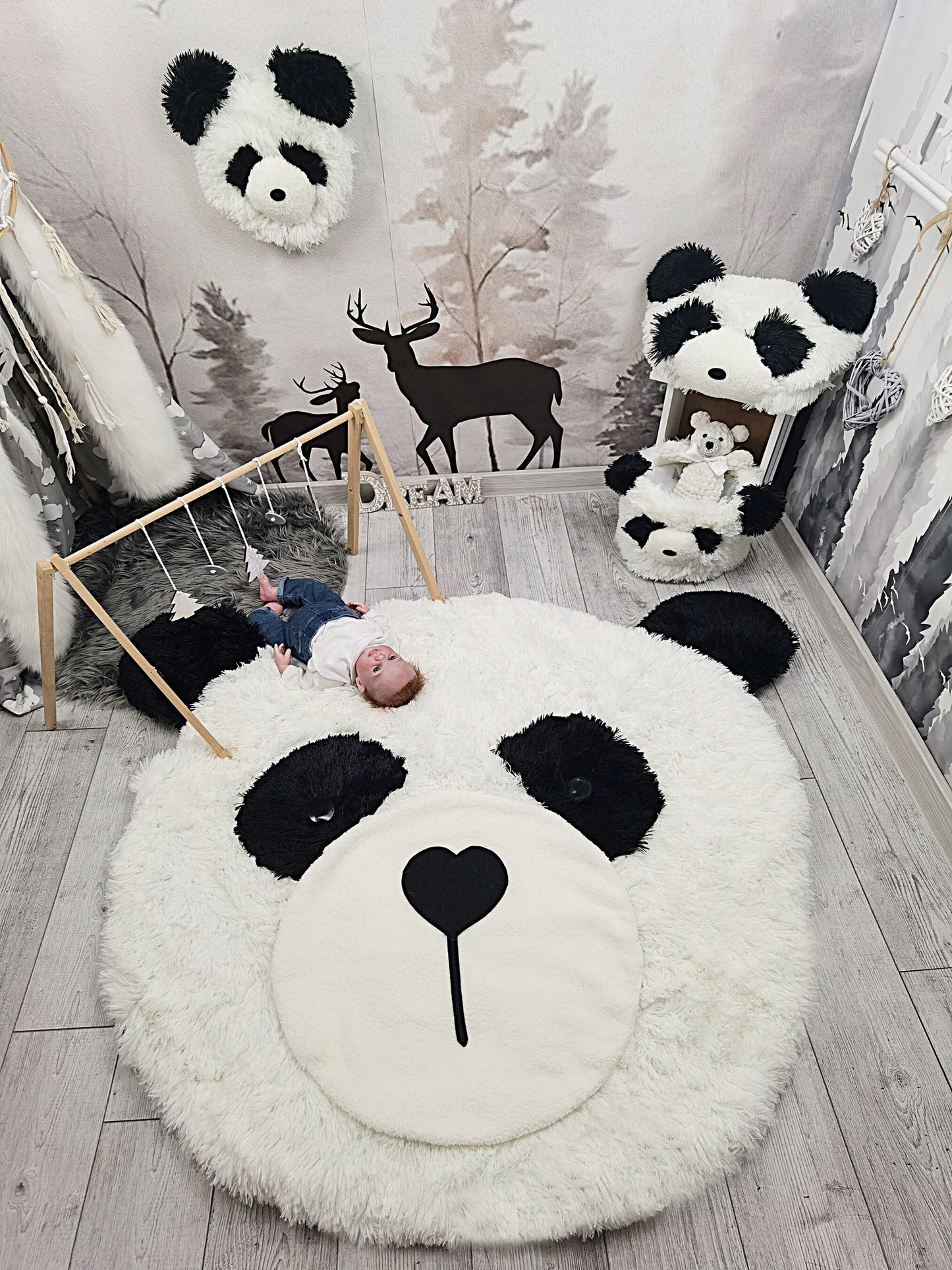 Handmade Minky Panda Bear Rug: Personalized Plush Nursery Decor
