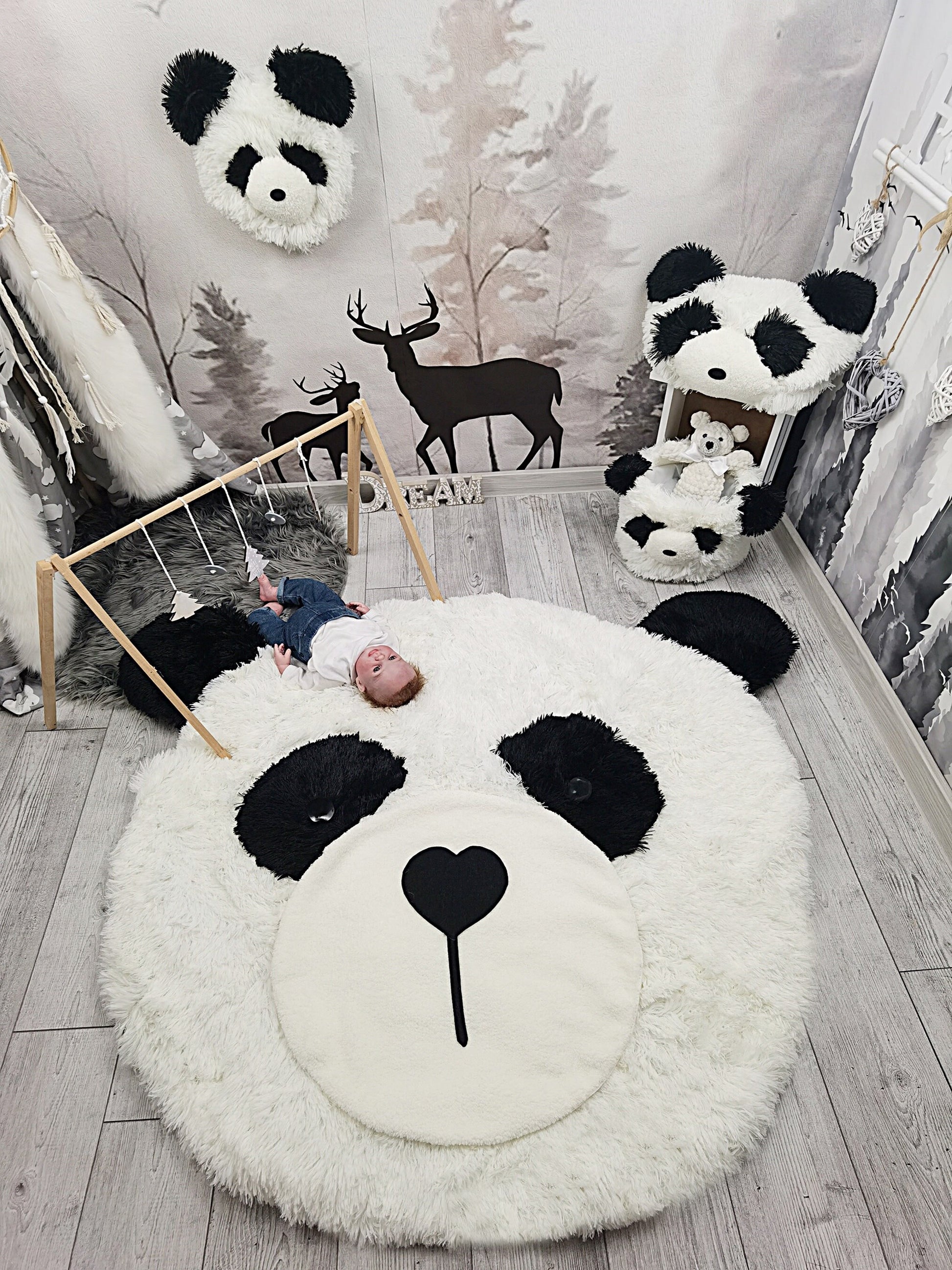 Handmade Minky Panda Bear Rug: Personalized Plush Nursery Decor