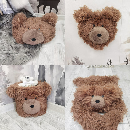 Personalized Bear Rug for Baby Boy Nursery - Soft Brown Plush Animal Play Mat