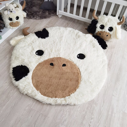 Highland Cow Rug Plush Farmhouse Decor