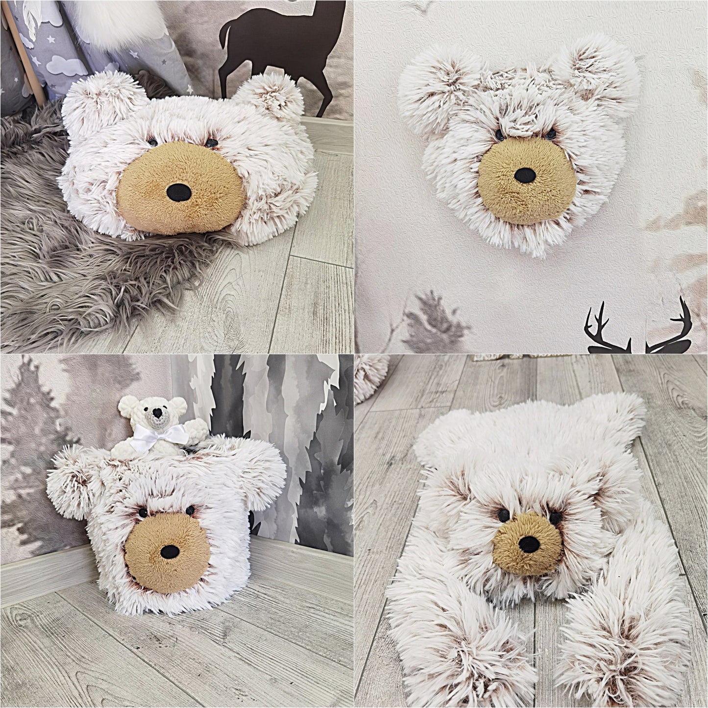 Personalized Fluffy Bear Rug: Woodland Nursery Baby Decor