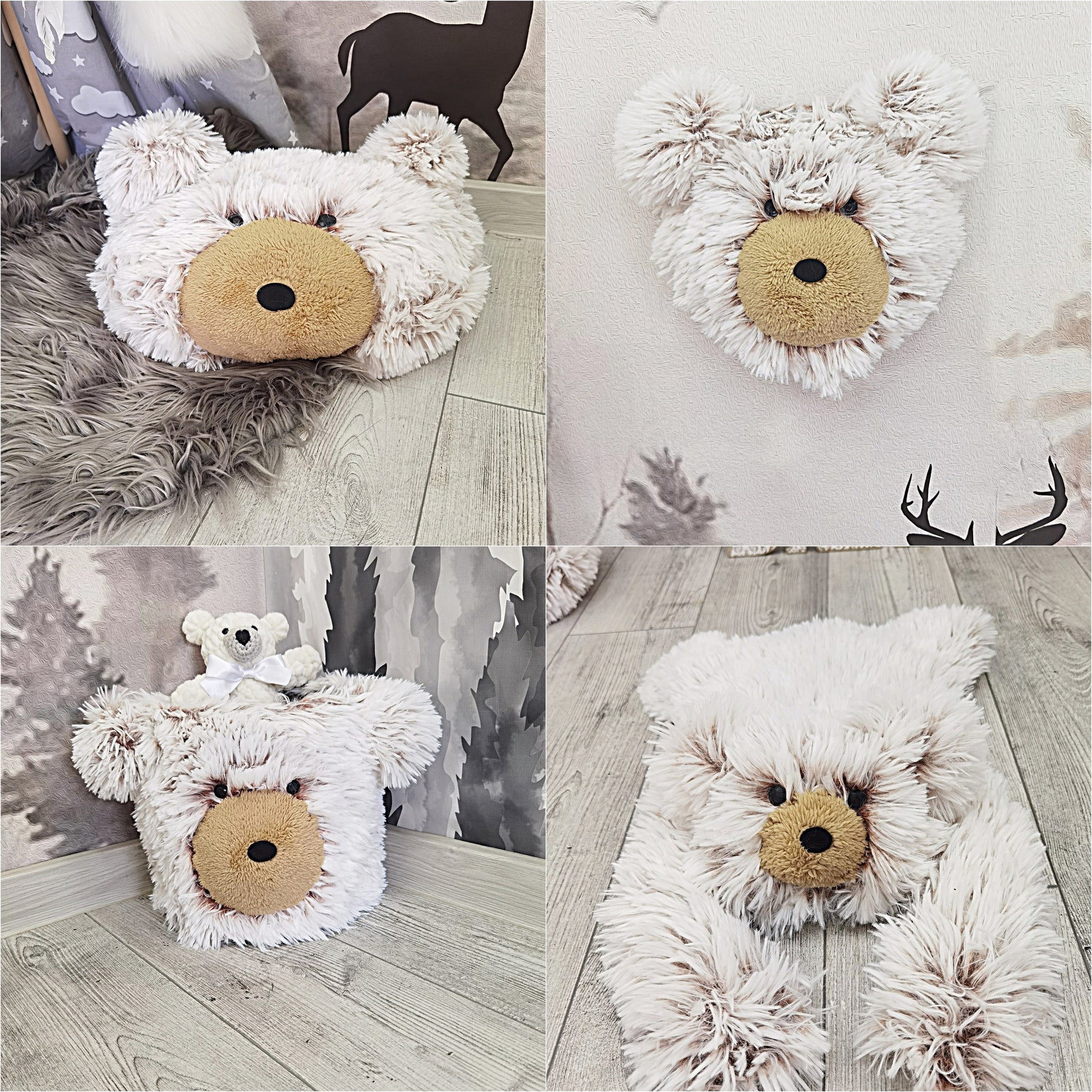 Personalized Fluffy Bear Rug: Woodland Nursery Baby Decor