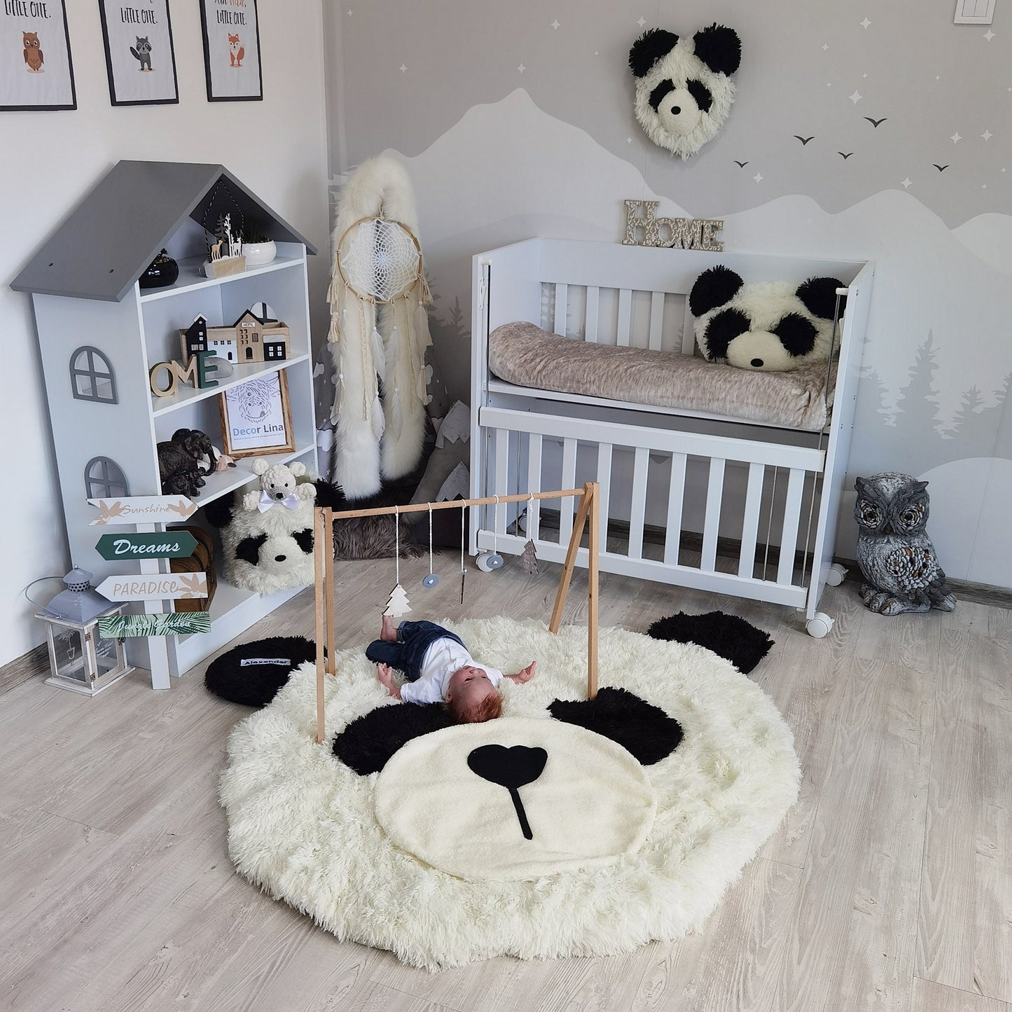 Handmade Minky Panda Bear Rug: Personalized Plush Nursery Decor