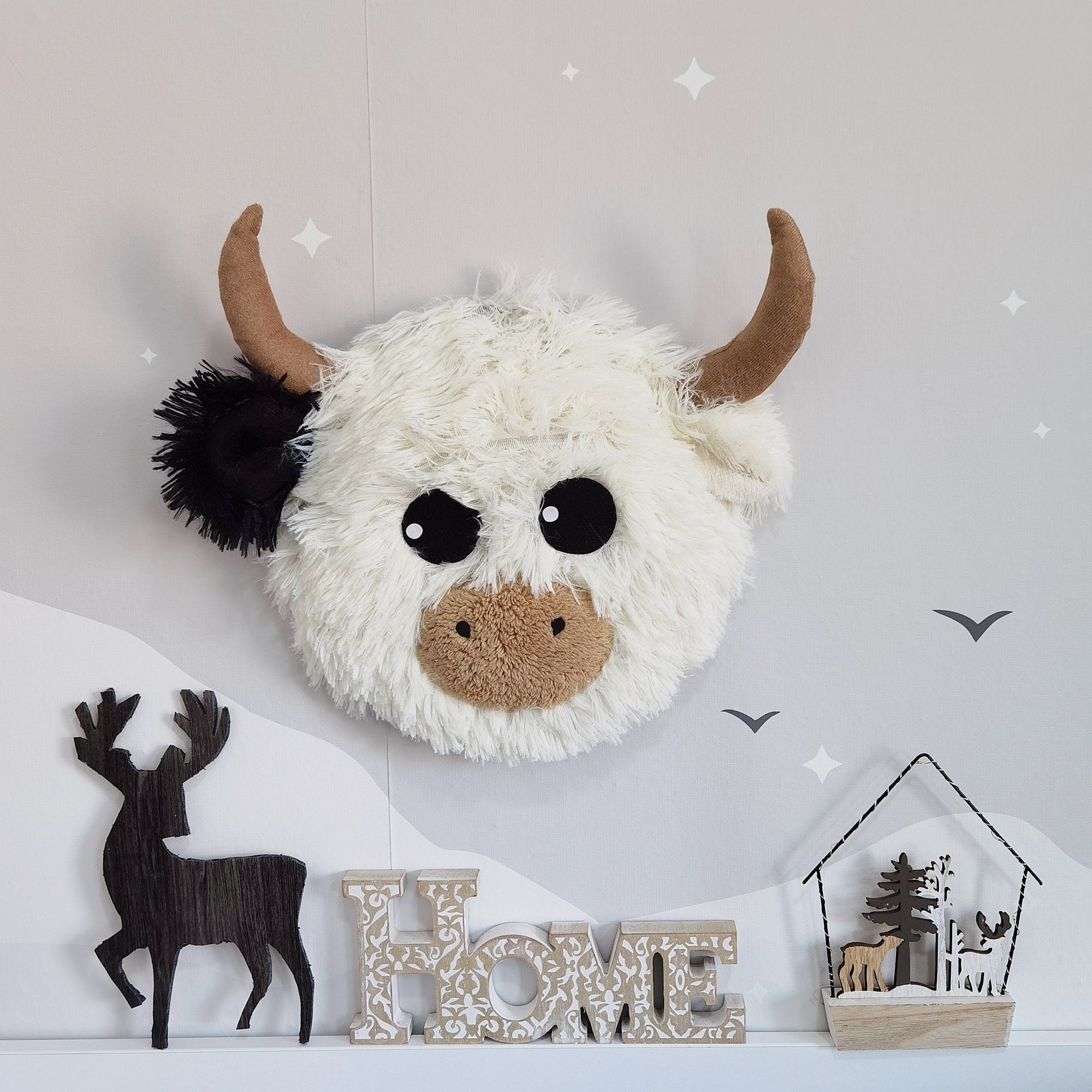 Wall Mounted Highland Cow Head Plush
