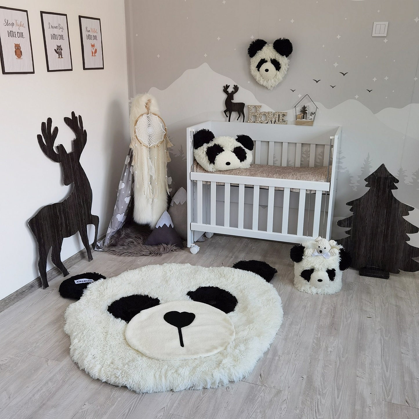 Handmade Minky Panda Bear Rug: Personalized Plush Nursery Decor